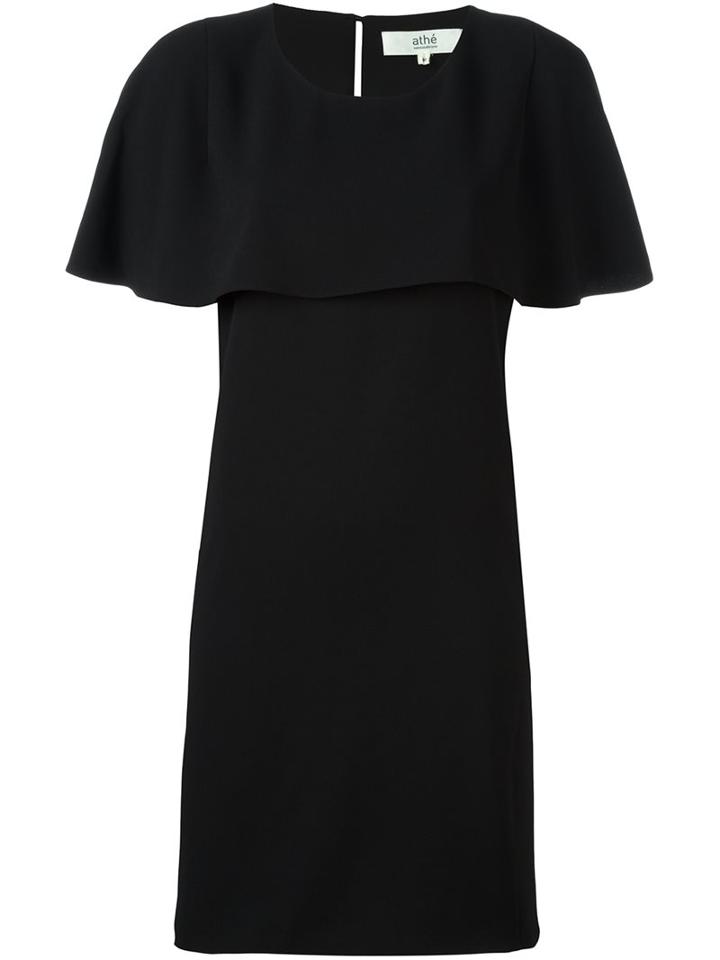 Vanessa Bruno Athé Overlay Detail Shift Dress, Women's, Size: 36, Black, Polyester
