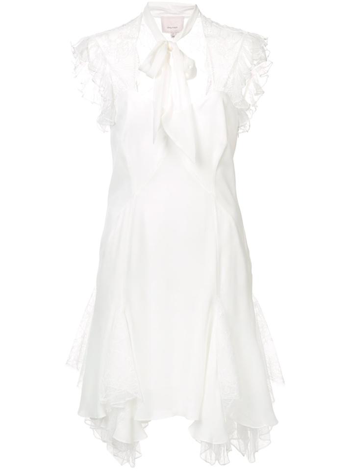 Cinq A Sept Tie Neck Lace Inset Mini Dress - White