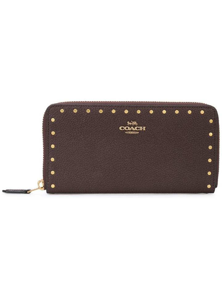 Coach Rivets Embellished Accordion Wallet - Red