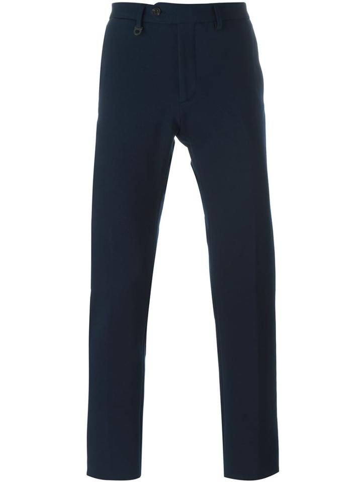 Salvatore Ferragamo Straight Leg Trousers, Men's, Size: 44, Blue, Cotton/spandex/elastane