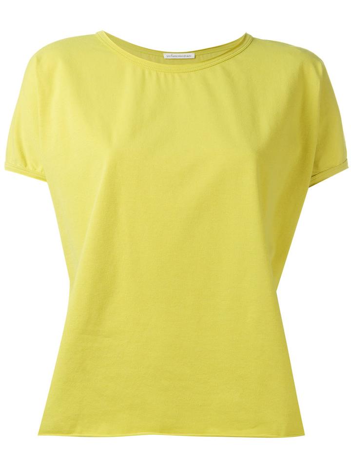 Stefano Mortari Short Sleeve Curved Hem T-shirt, Women's, Size: 44, Green, Cotton/spandex/elastane