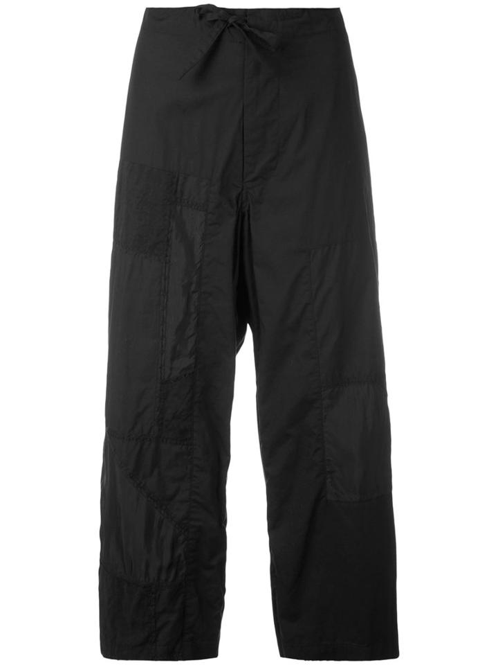 Y's - Patchwork Trousers - Women - Cotton/linen/flax/cupro - 1, Black, Cotton/linen/flax/cupro