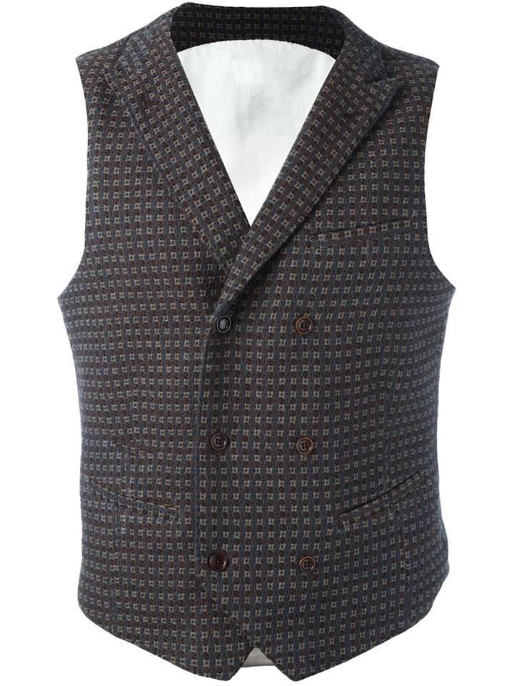 Al Duca D'aosta 1902 Patterned Sleeveless Waistcoat, Men's, Size: 52, Brown, Cotton/polyester/acetate