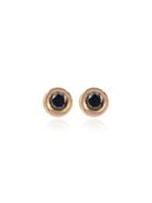 Jelena Behrend Bullet Tube And Diamond Stud Earrings - Black