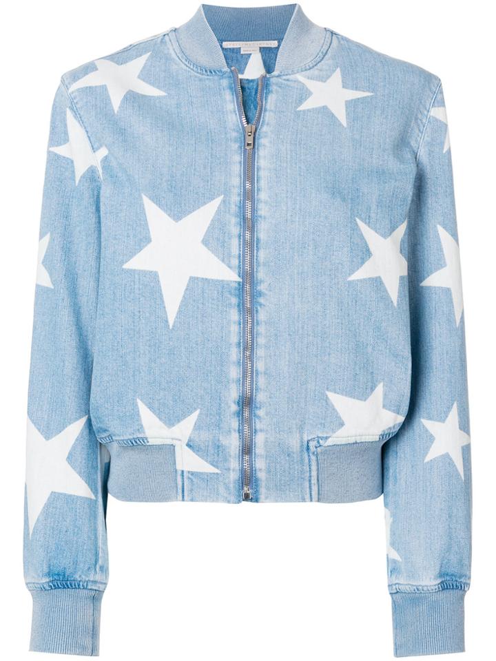 Stella Mccartney Denim Star Bomber Jacket - Blue