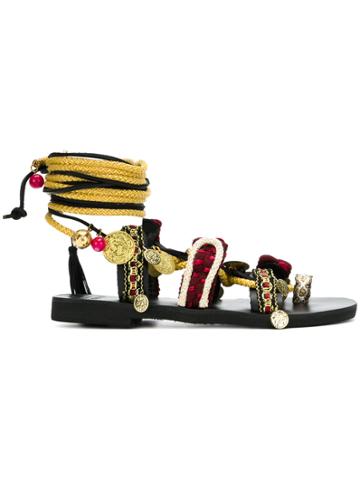 Mabu Coin Strappy Sandals - Black