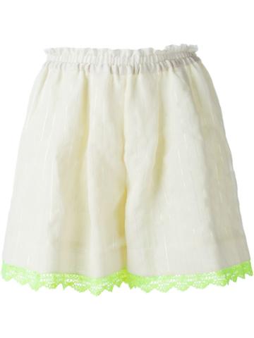 Tamaki Fujie Lace Hem Shorts, Women's, Size: 40, Nude/neutrals, Japanese Paper/polyester/cupro