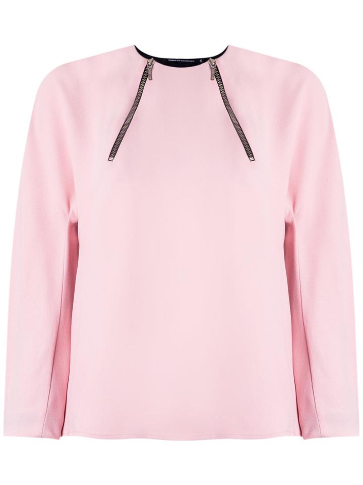 Reinaldo Lourenço - Zip Details Blouse - Women - Acetate/viscose - 36, Pink/purple, Acetate/viscose