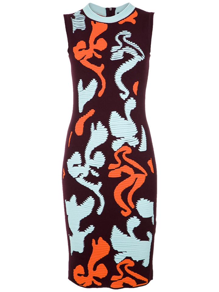 Versace Contrast Baroque Stretch Knit Dress - Pink & Purple