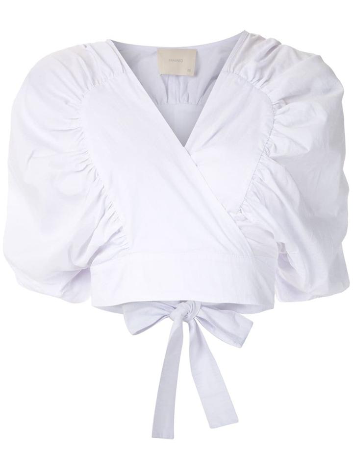 Framed Lotus Cropped Top - White