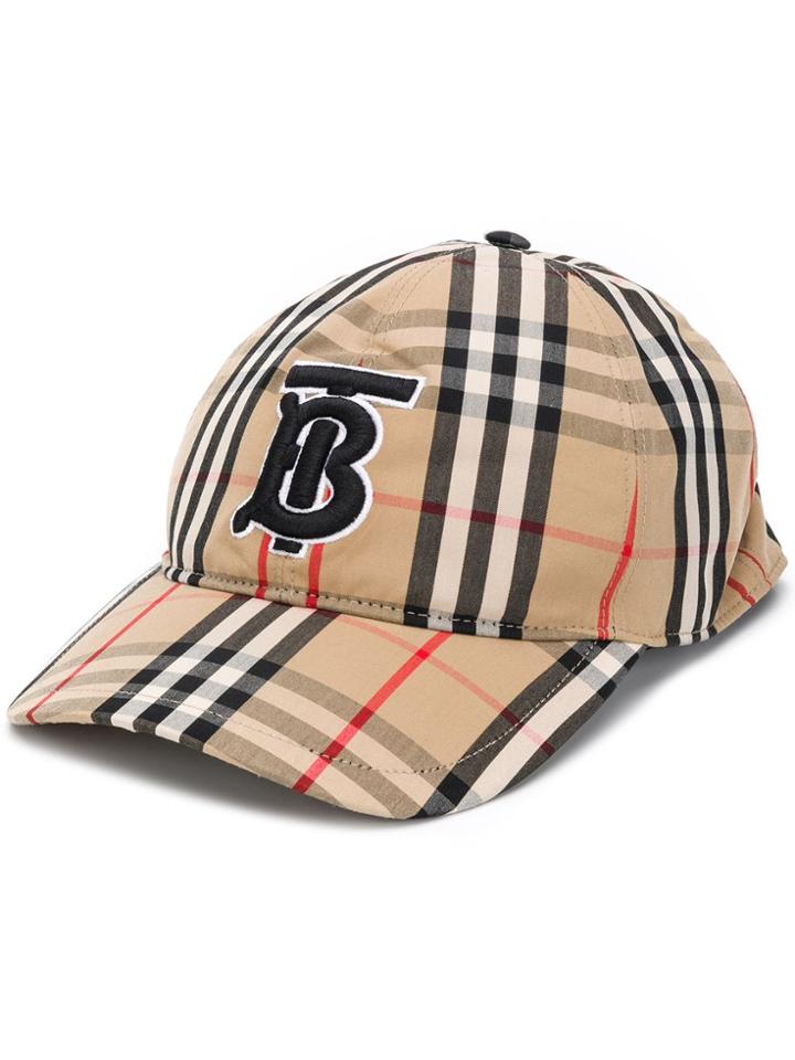 Burberry Check Baseball Cap - Neutrals