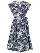 Max Mara Studio Leaf Print Wrap Dress - Blue