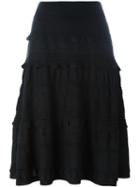Salvatore Ferragamo Ruffle Detail Skirt, Women's, Size: Small, Black, Virgin Wool/silk/polyamide