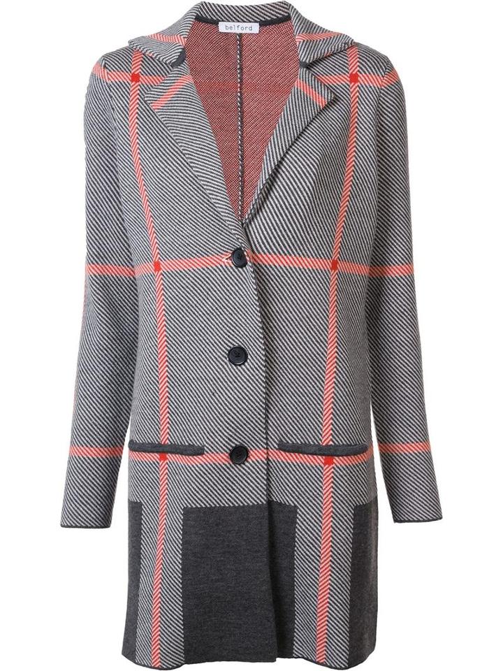 Belford Plaid Cardi-coat, Women's, Size: Medium, Grey, Merino