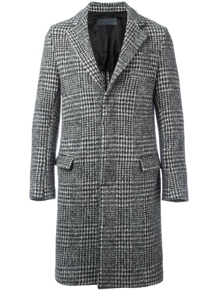Route Des Garden Houndstooth Pattern Coat, Men's, Size: 48, Grey, Wool/viscose