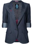 Guild Prime - Turned Up Cuff Blazer - Women - Polyester/tencel - 34, Blue, Polyester/tencel