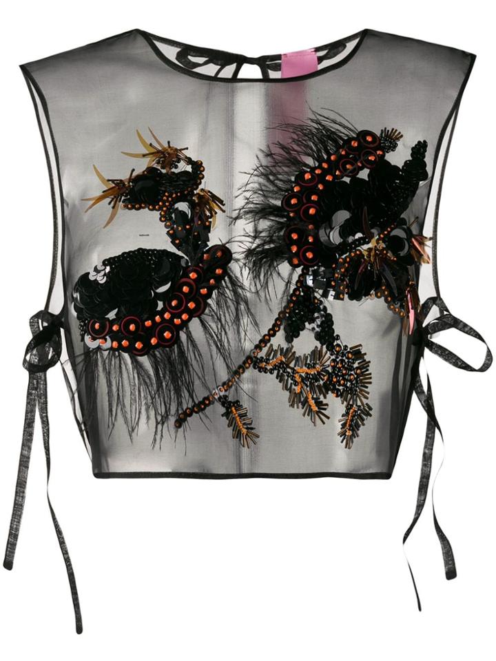 Dorothee Schumacher Silk Embellished Sleeveless Top - Black