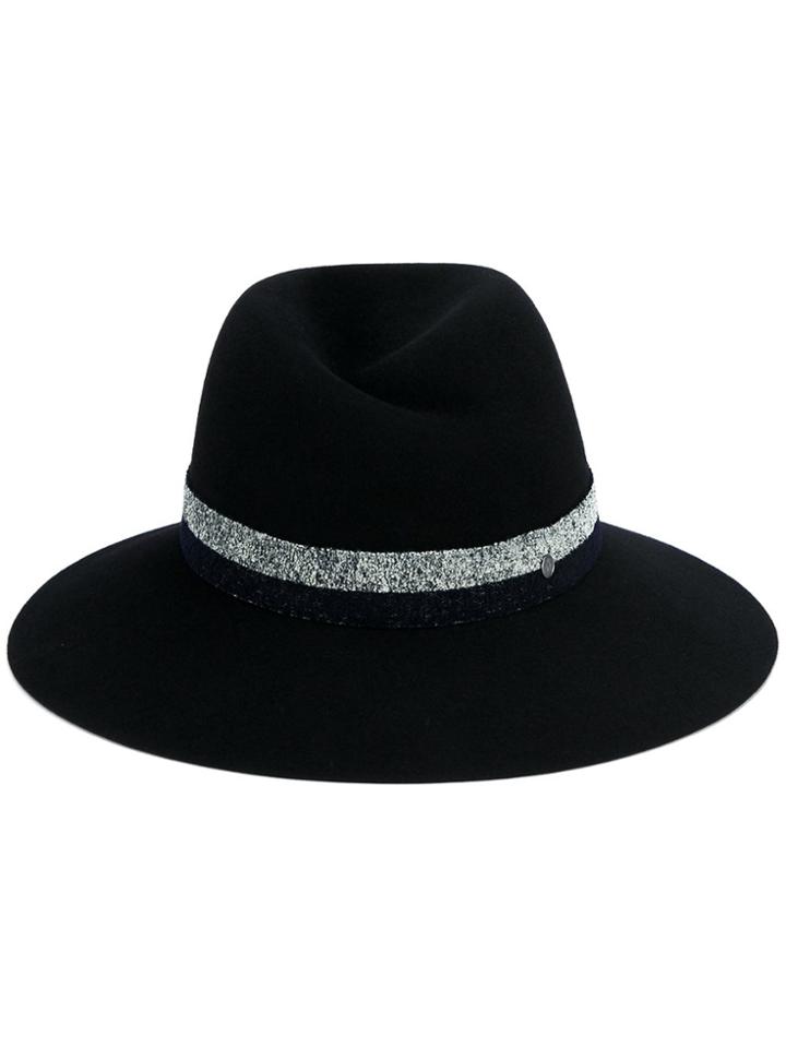Maison Michel Navy Grey Virginie Fedora Hat - Blue