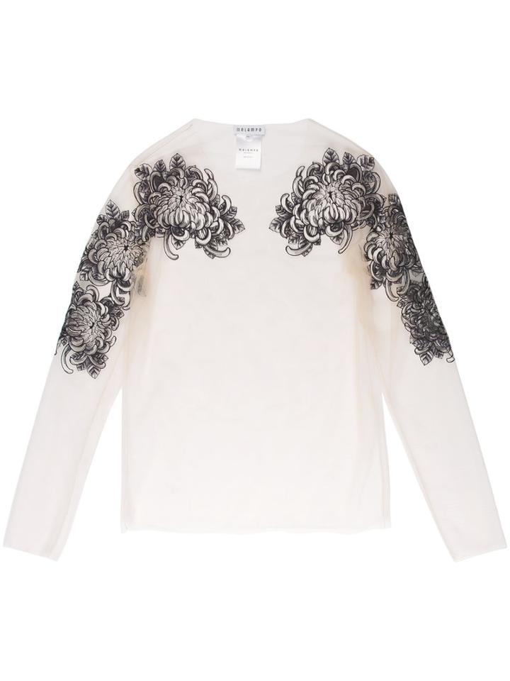 Melampo - Sheer Embroidered Top - Women - Polyester/nylon - 40, Nude/neutrals, Polyester/nylon