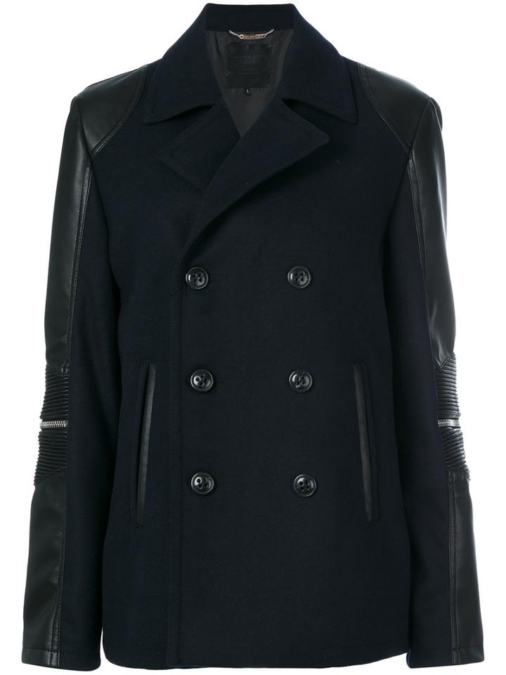 Philipp Plein - Biker Peacoat - Men - Polyamide/polyester/polyurethane/viscose - Xl, Blue, Polyamide/polyester/polyurethane/viscose