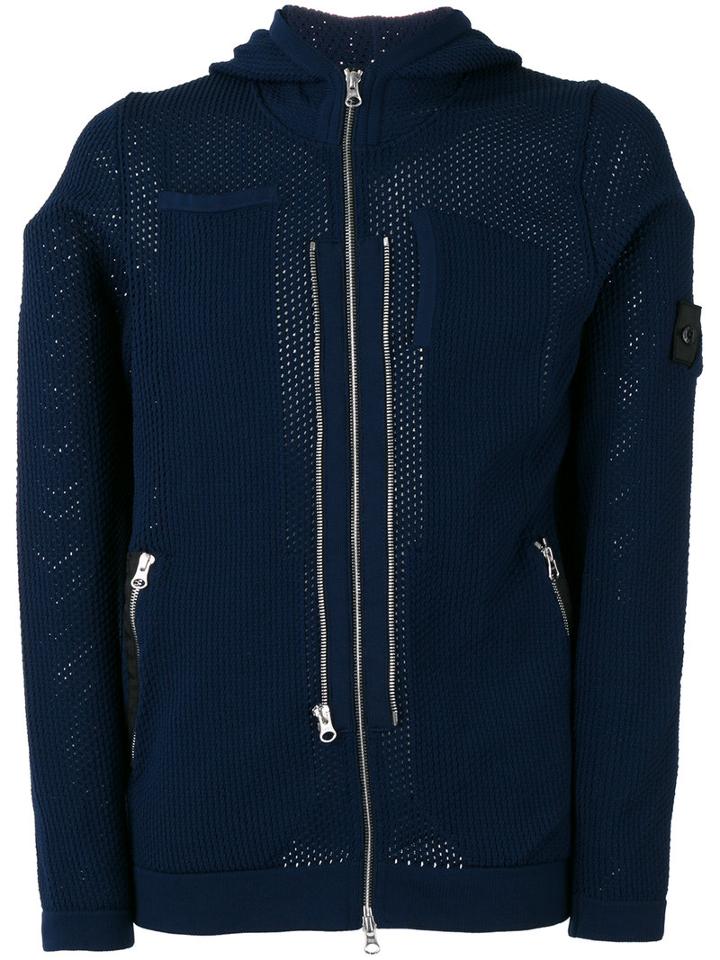 Stone Island Shadow Project Mesh Zipped Hoddie, Men's, Size: Medium, Blue, Polyamide