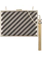 Monique Lhuillier Tassel Detail Striped Minaudière - Black