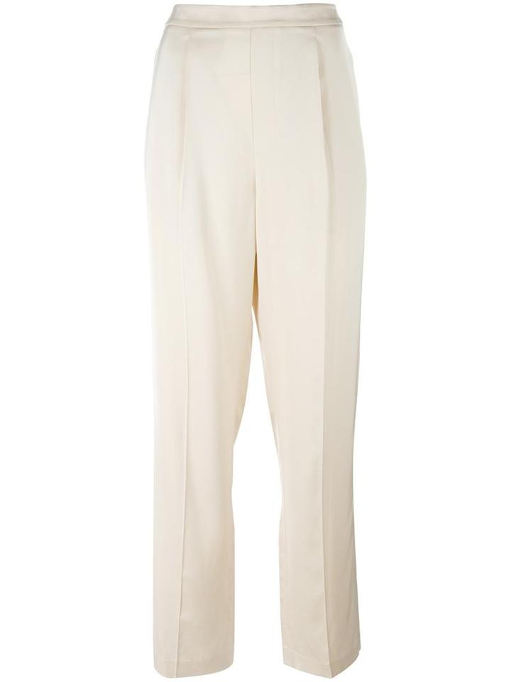 Vince Pleated Straight Trousers, Women's, Size: Xs, Nude/neutrals, Viscose/spandex/elastane