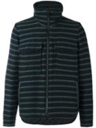 Andrea Pompilio Striped High Neck Cardigan, Men's, Size: 50, Blue, Virgin Wool/viscose/polyester