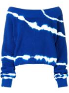 Msgm Off Shoulder Tie-dye Sweater - Blue