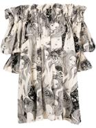 Alexander Mcqueen Eve Print Off The Shoulder Blouse - White