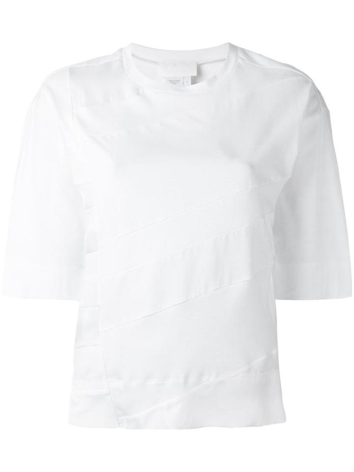 Dkny Panelled Short Sleeve T-shirt, Women's, Size: Large, White, Cotton/modal/silk