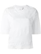 Dkny Panelled Short Sleeve T-shirt, Women's, Size: Large, White, Cotton/modal/silk