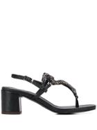 Emanuela Caruso Embellished Snake Detail Sandals - Black