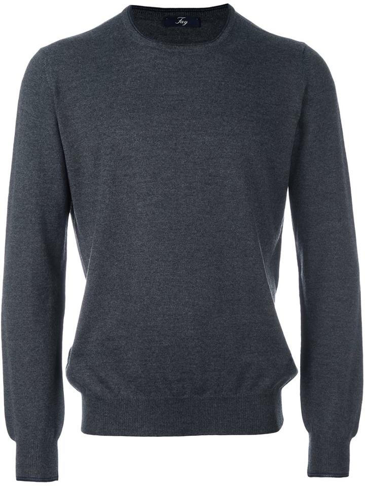 Fay Classic Jumper, Men's, Size: 46, Grey, Virgin Wool