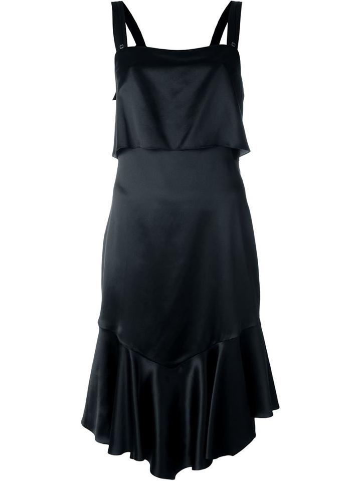 Givenchy Layered Ruffled Dress, Women's, Size: 40, Black, Silk/acetate/cotton