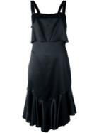 Givenchy Layered Ruffled Dress, Women's, Size: 40, Black, Silk/acetate/cotton