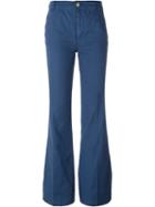 Tory Burch Flared Trousers, Women's, Size: 27, Blue, Cotton