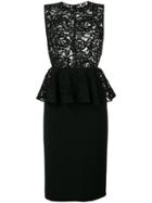 Saint Laurent Peplum Trim Midi Dress - Black