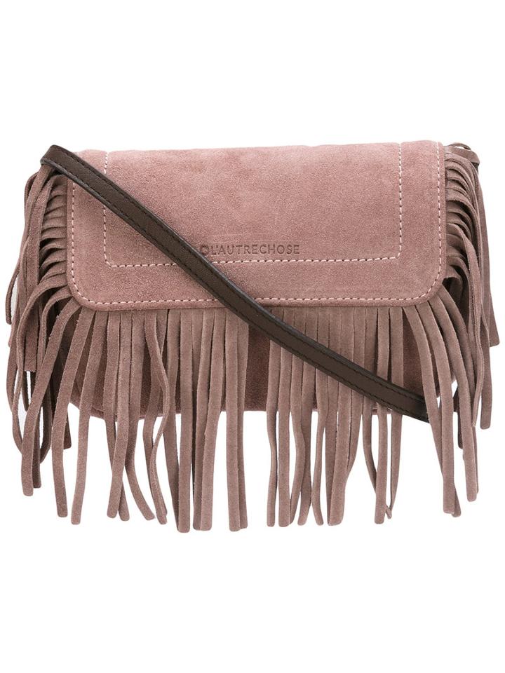 L'autre Chose Fringe Shoulder Bag, Women's, Pink/purple, Leather