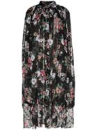 Blindness Floral Print Oversized Shirt Dress - Black