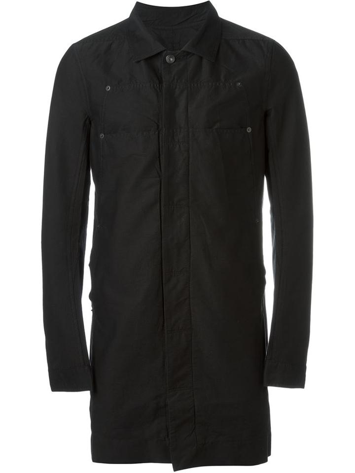 Rick Owens Drkshdw Single Breasted Raincoat, Men's, Size: Medium, Black, Cotton/spandex/elastane