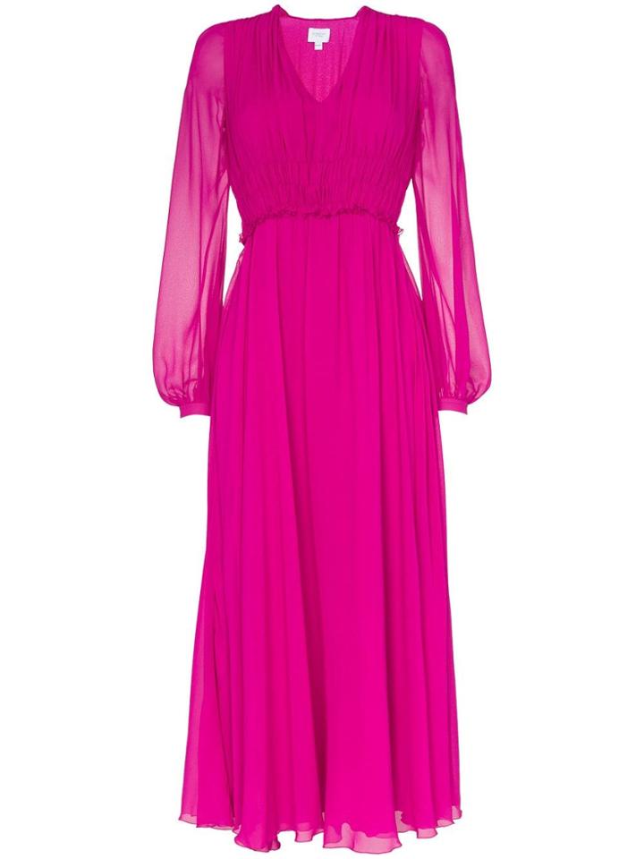 Giambattista Valli Deep V-neck Draped Midi-dress - Pink