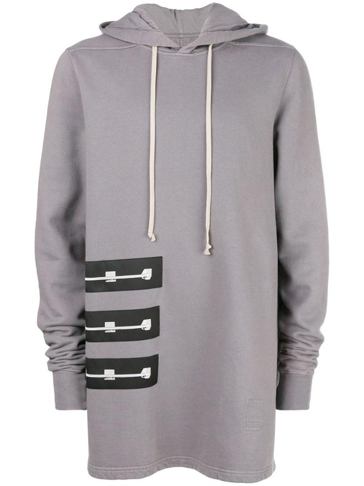Rick Owens Drkshdw Patch-detail Hooded Sweatshirt - Blue