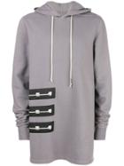 Rick Owens Drkshdw Patch-detail Hooded Sweatshirt - Blue