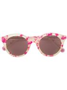 Christopher Kane Eyewear Speckled Round Frame Sunglasses - Pink &