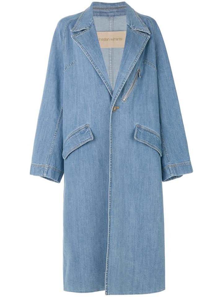 Christian Wijnants - Citta Denim Coat - Women - Cotton/spandex/elastane - 38, Blue, Cotton/spandex/elastane