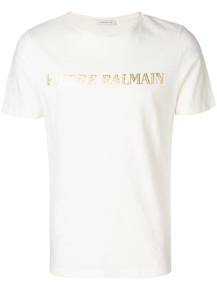 Pierre Balmain Logo Print T-shirt - Nude & Neutrals