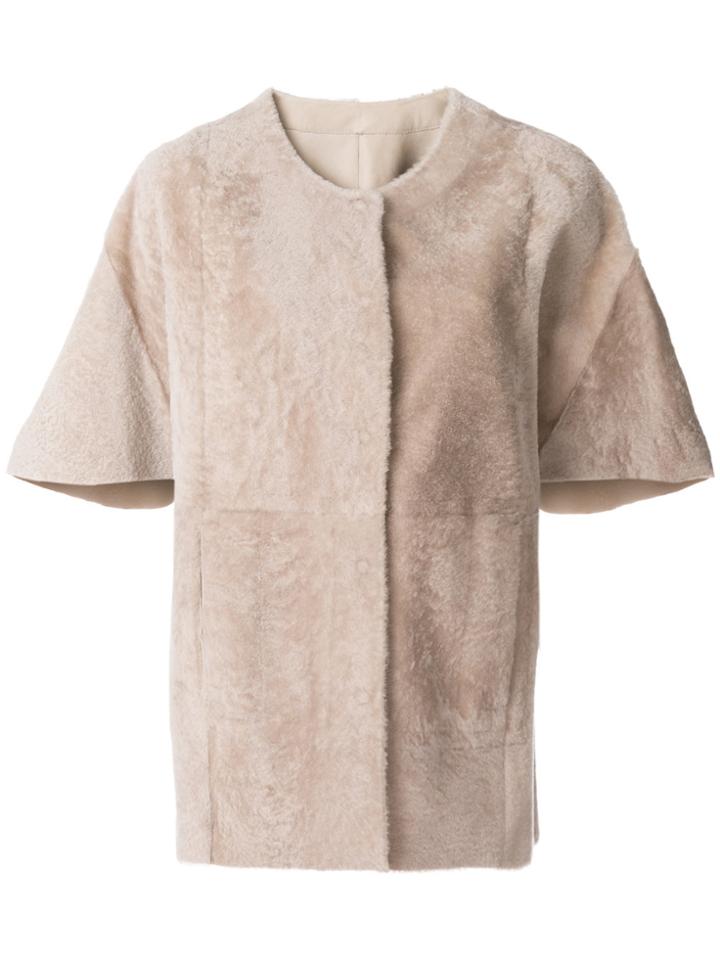 Drome Short-sleeved Cape Coat - Nude & Neutrals