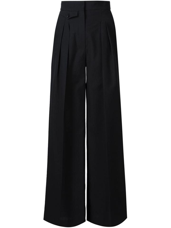 Lemaire Pleated Palazzo Pants, Women's, Size: 34, Black, Virgin Wool