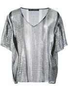 Sally Lapointe Sequinned V-neck Blouse - Black